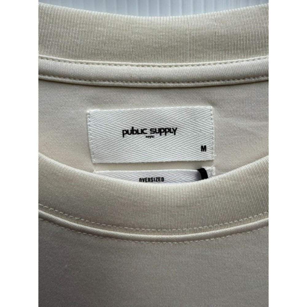 Public Supply NYC Mens M Oversized T Shirt Buttercream Cream Short Sleeve Tee - Picture 4 of 10
